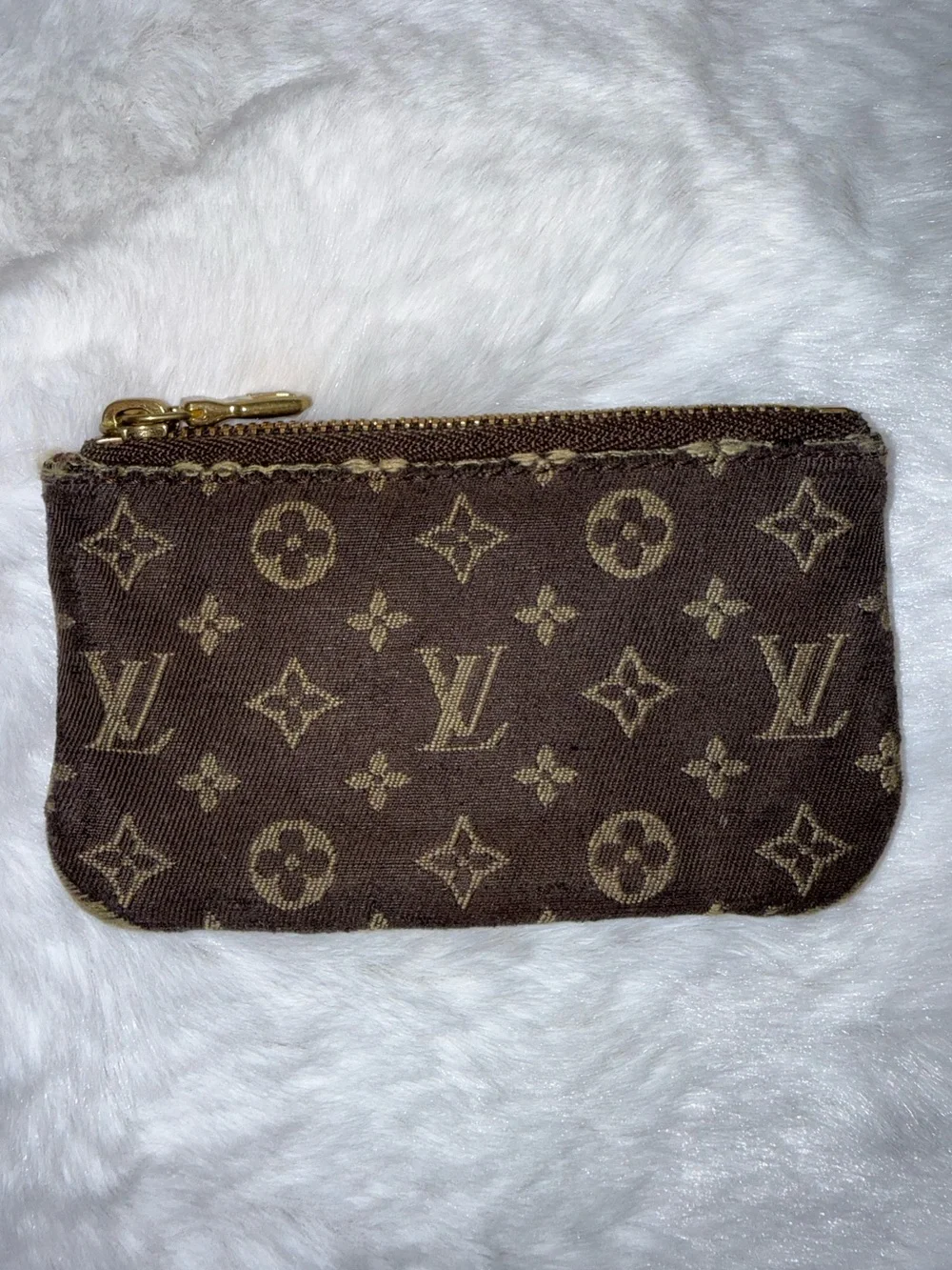 Louis Vuitton Monogram Canvas Mini Lin Key Card Pouch in Brown and Tan